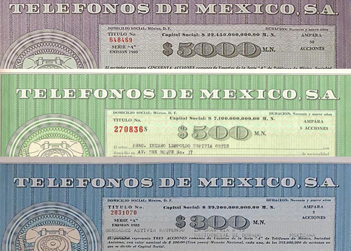 Colores de acciones Telmex